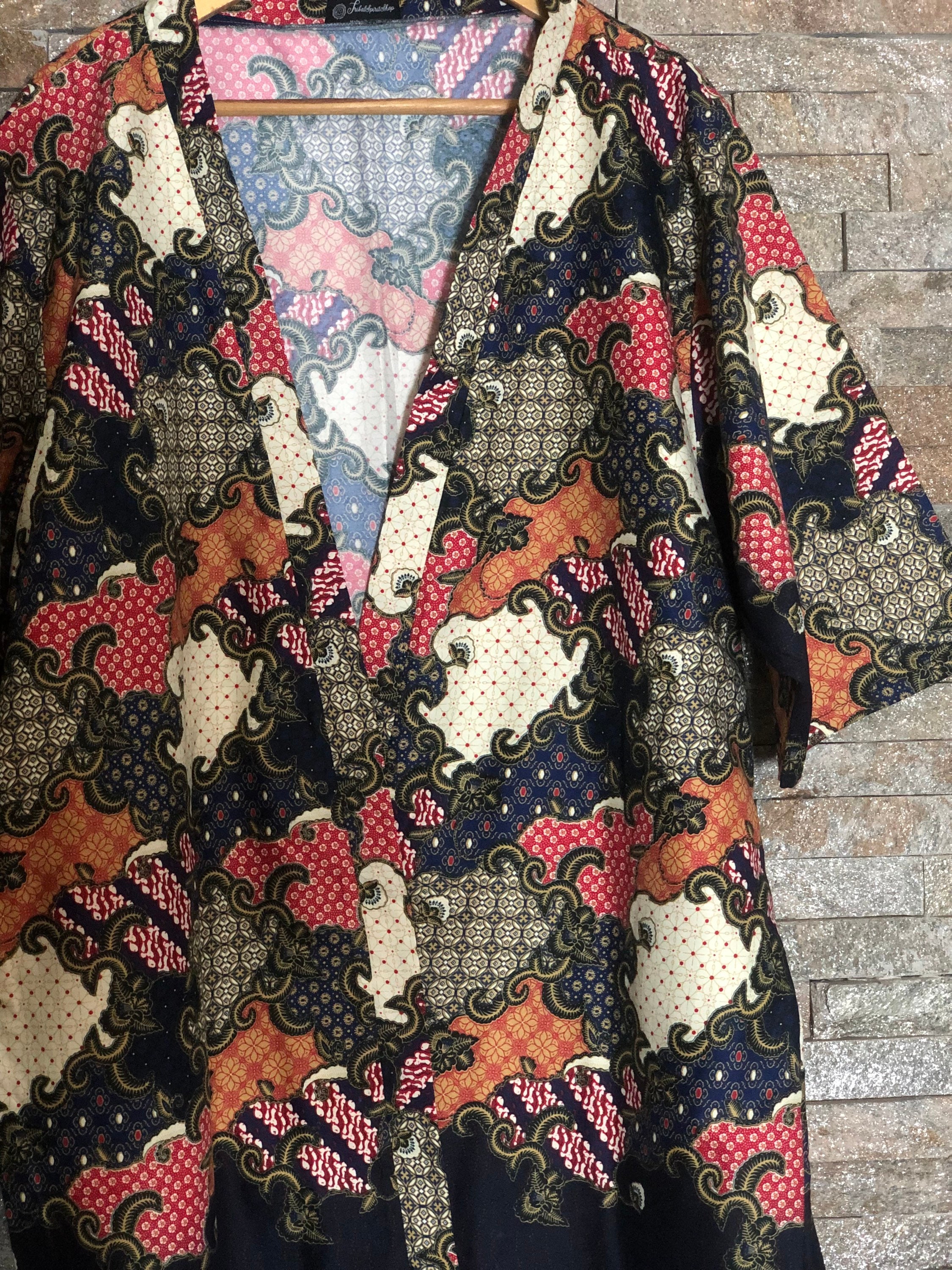 Products :: Batik Kimono Japanese Yukata Boho style Loungewear Ethnic  Colorful Blazer Jacket motif Festival Bohemian Unique outfit Gift Men women  Black - The only Marketplace with a Soul