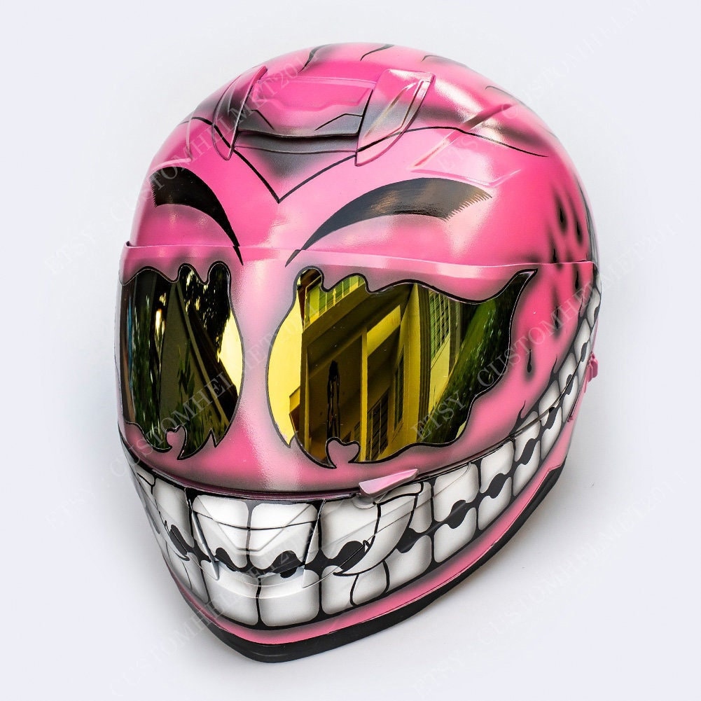 Custom helmet, Custom motorcycle helmet, Superbike helmet, Bike helmet,  Carting helmet, Crash Helmet, Airbrush painted Pink Smiley CH01 - LaFactory