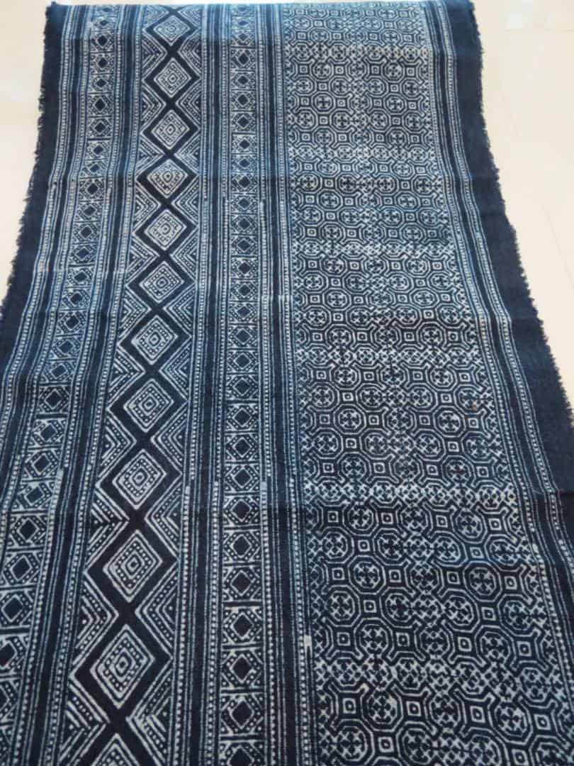 Outlets Blue Hmong Skirt Fabric | Vintage Cotton Handwoven Textiles, Indigo Batik Tribe Cloth, Whole Roll Table Runner Fabrics, Upholstery Textiles