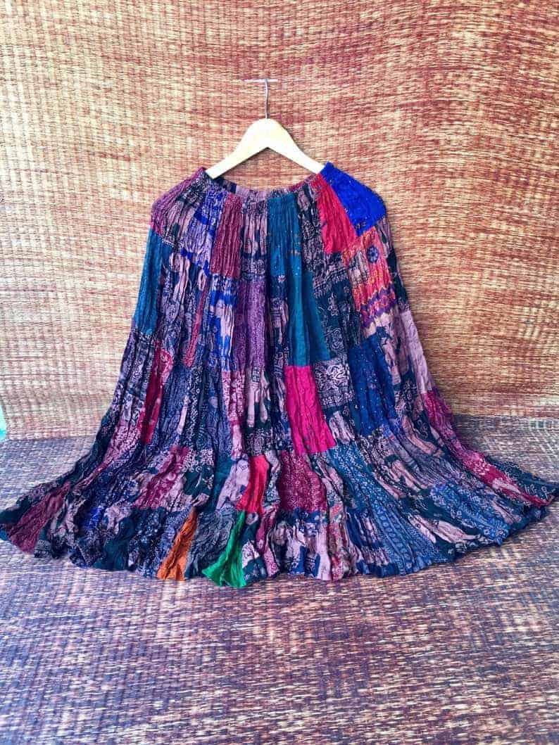 Boho Patchwork skirt,Maxi Dress,patchwork dress,Hippie Skirt