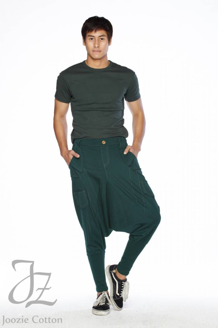 NO.95 Men's Unique Pockets Drop Crotch Harem Pants #Deep Teal - LaFactory