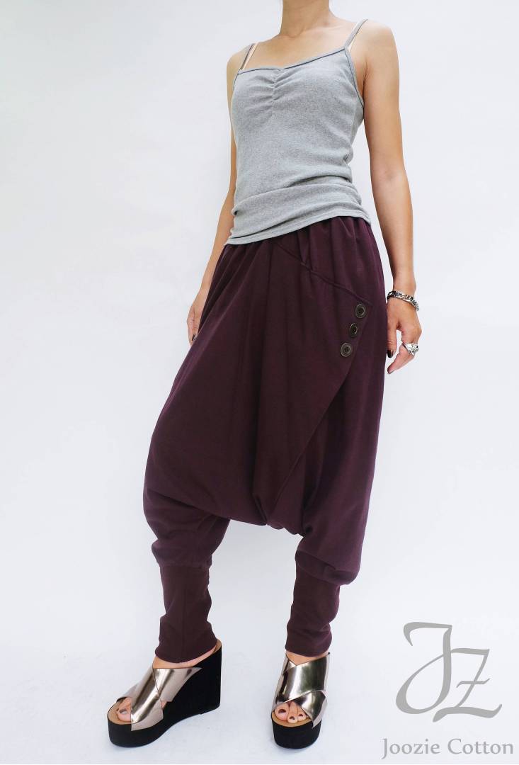 Purple Drop Crotch Pants for Women