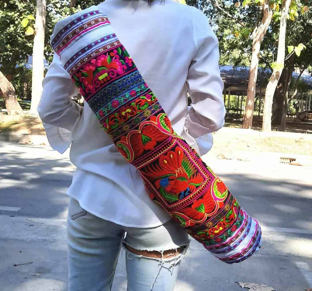 Embroidered Yoga Mat Carrier Bolster Bag