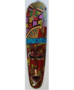 Aborigen Mask 50cm with Red, Blue, and Yellow Mosaics from Bali-