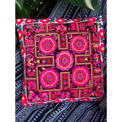 Products :: Boho pillow case floral Motifs Embroidered Colorful