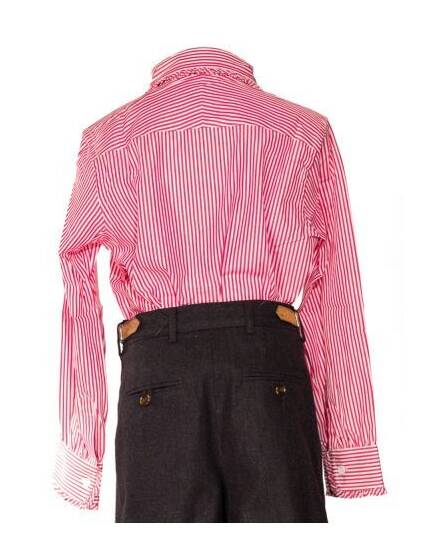 Cassandra-red and white striped blouse with claudine collar and frowns-