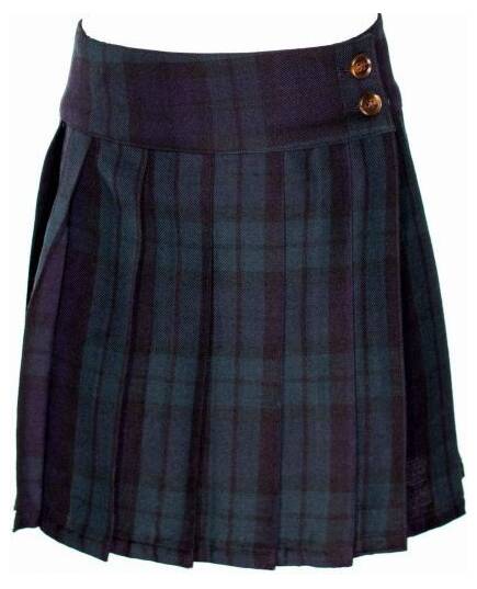 Justine-Tweed pleated skirt with blue and green tiles-