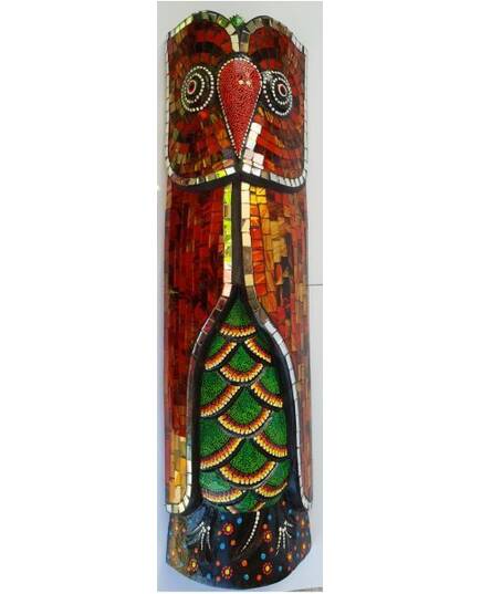 Aborigen Owl Mask 50cm with Red Mosaics beautifully hand-crafted-