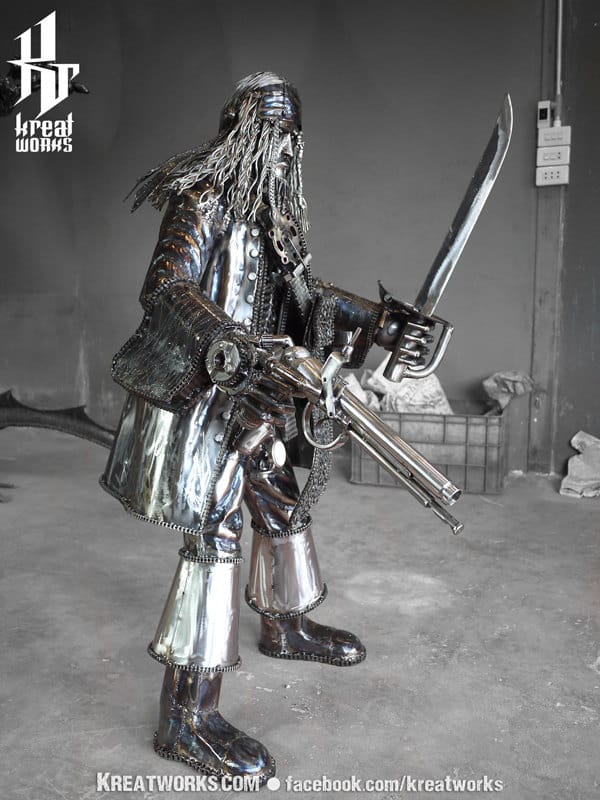 ศ ลปะ Steampunk Steampunk Recycled Metal Captain Statue Made To Order