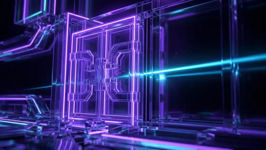 A locked glass door bypassed by a thin beam slipping through a side gap